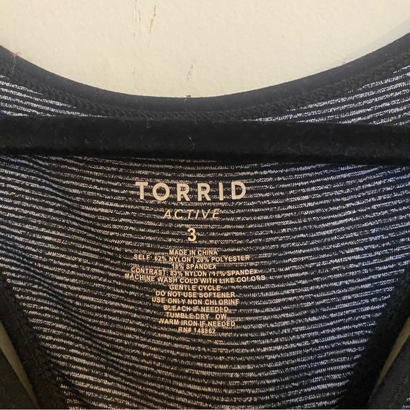 Torrid Low Impact Striped Longline Wireless Sports Bra 3 - Picture 3 of 4